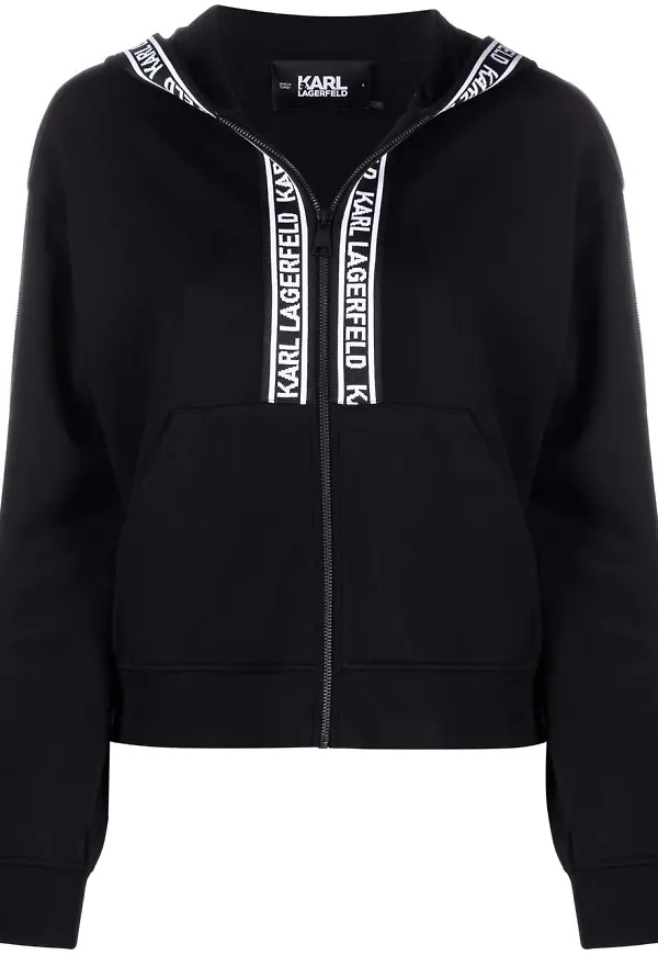 Karl Lagerfeld hoodie med logotypband - Svart