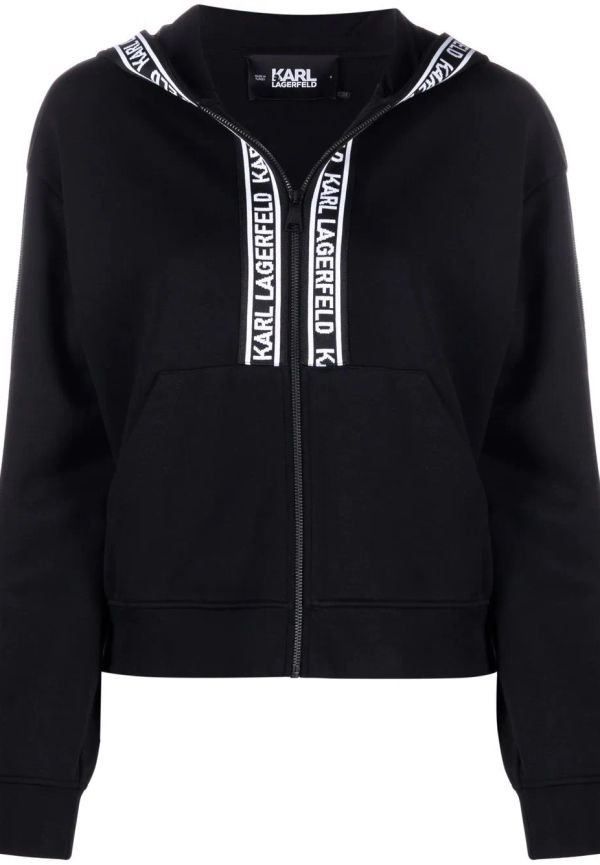Karl Lagerfeld hoodie med logotypband - Svart