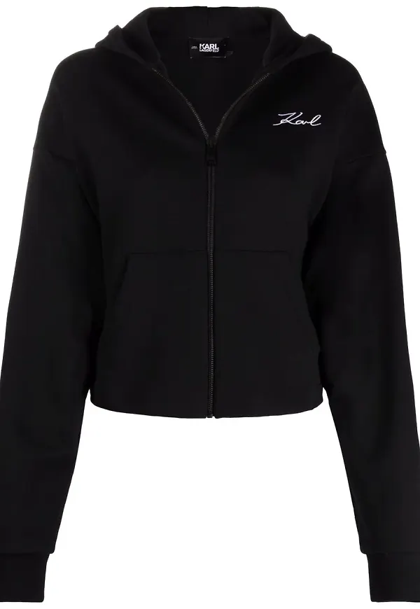 Karl Lagerfeld hoodie med logotyprand - Svart