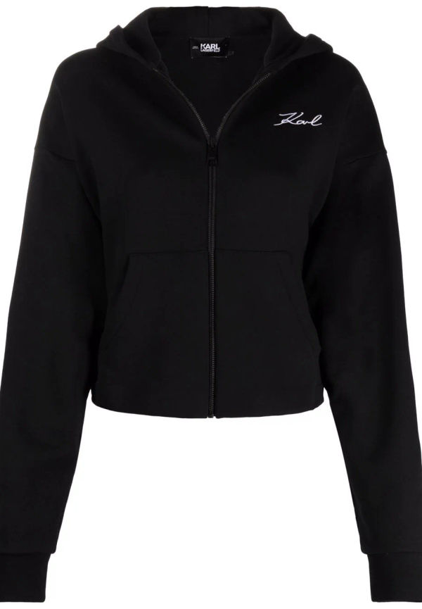 Karl Lagerfeld hoodie med logotyprand - Svart