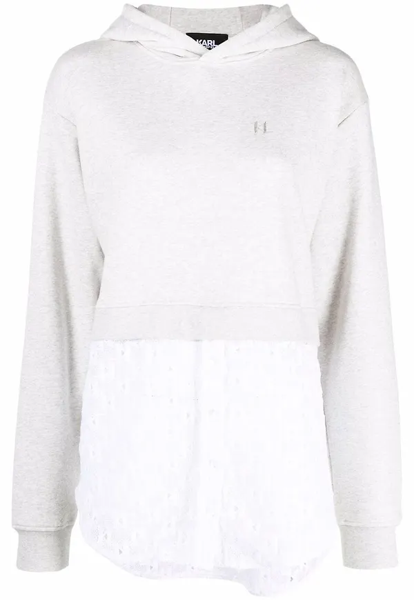 Karl Lagerfeld hoodie med monogram - Grå