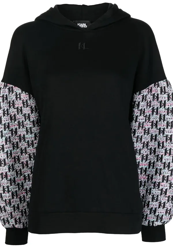 Karl Lagerfeld hoodie med monogram - Svart