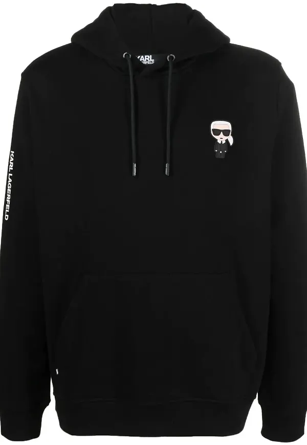 Karl Lagerfeld hoodie med märke - Svart