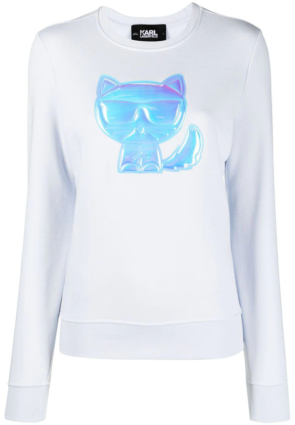 Karl Lagerfeld Ikonik Choupette sweatshirt med märke - Blå