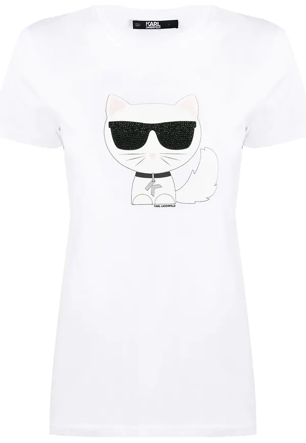 Karl Lagerfeld Ikonik Choupette t-shirt - Vit