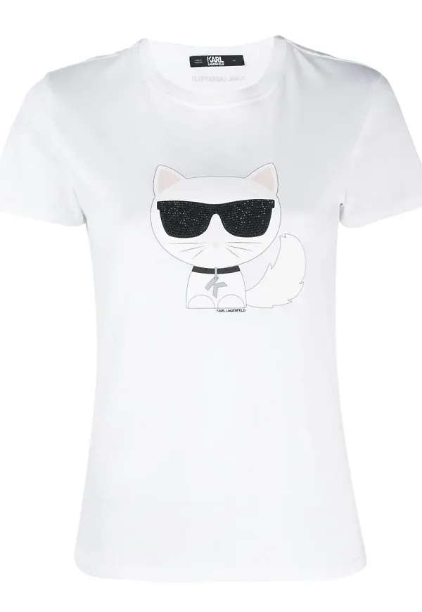 Karl Lagerfeld Ikonik Choupette t-shirt - Vit
