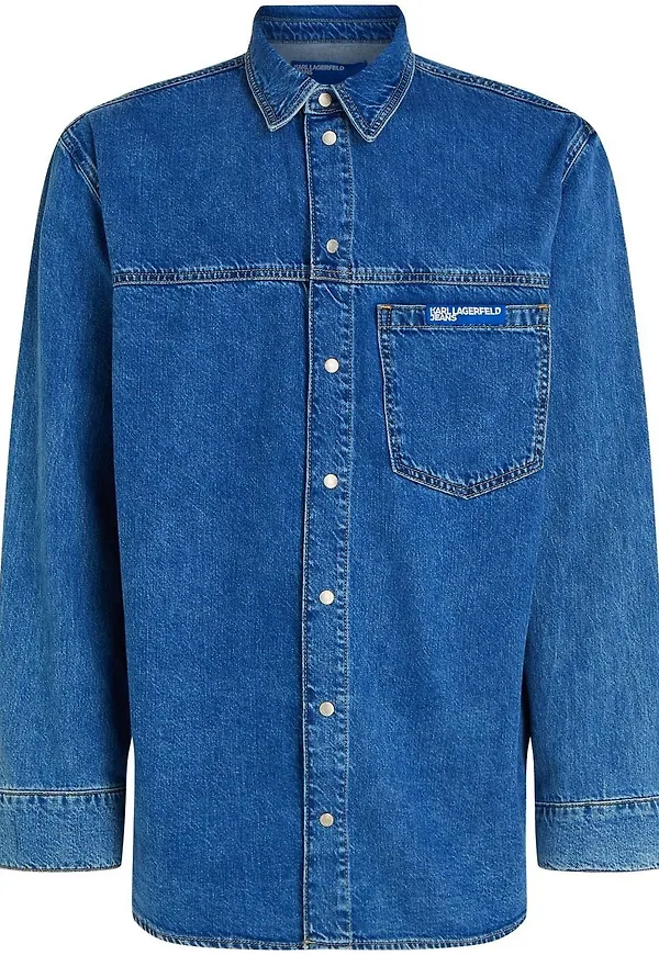 KARL LAGERFELD JEANS jeansskjorta med utanpåliggande ficka - Blå