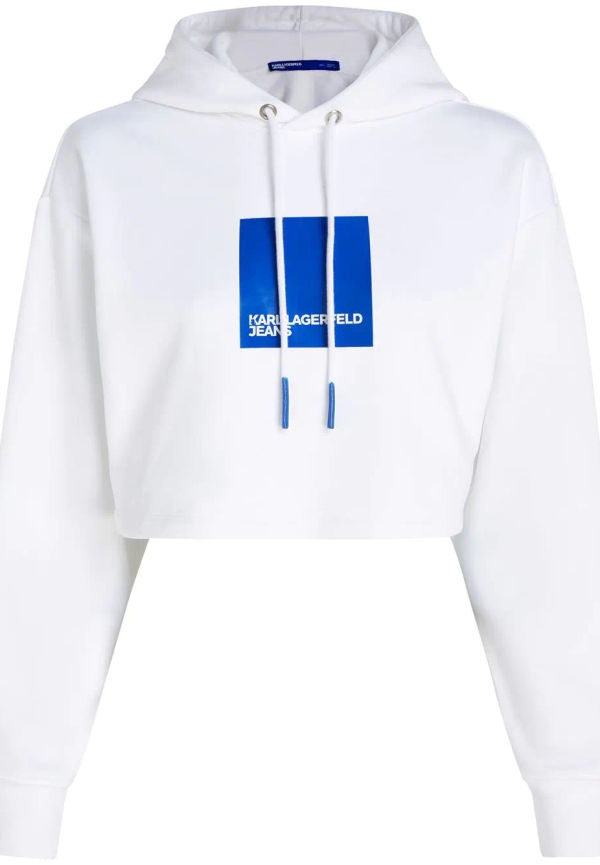 KARL LAGERFELD JEANS KLJ kort hoodie med logotyp - Vit