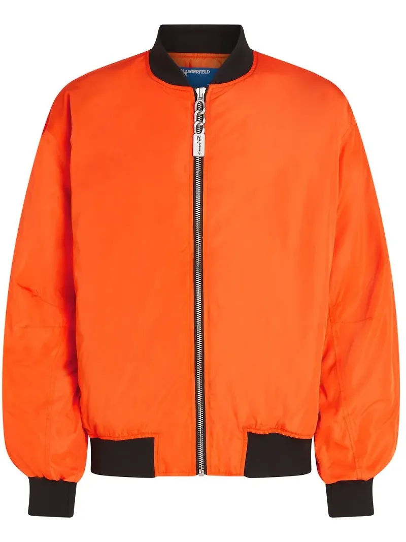KARL LAGERFELD JEANS rear logo-print bomber jacket - Orange