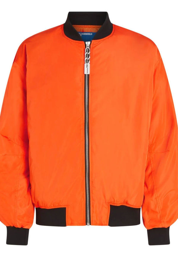 KARL LAGERFELD JEANS rear logo-print bomber jacket - Orange