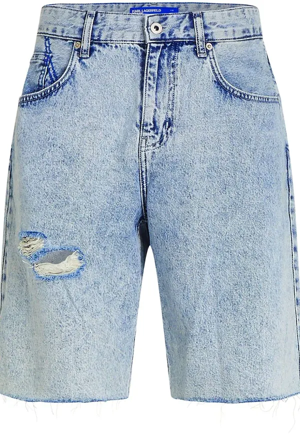 KARL LAGERFELD JEANS slitna shorts med ledig passform - Blå