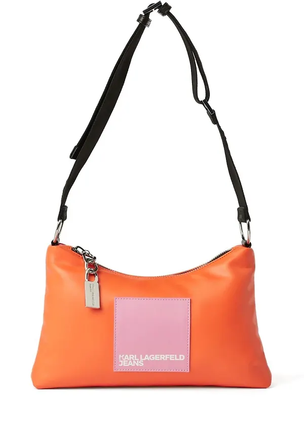 KARL LAGERFELD JEANS Tech leather hobo bag - Orange