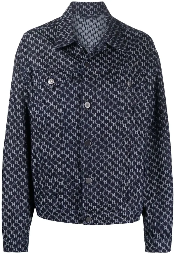 Karl Lagerfeld jeansjacka med monogram - Blå