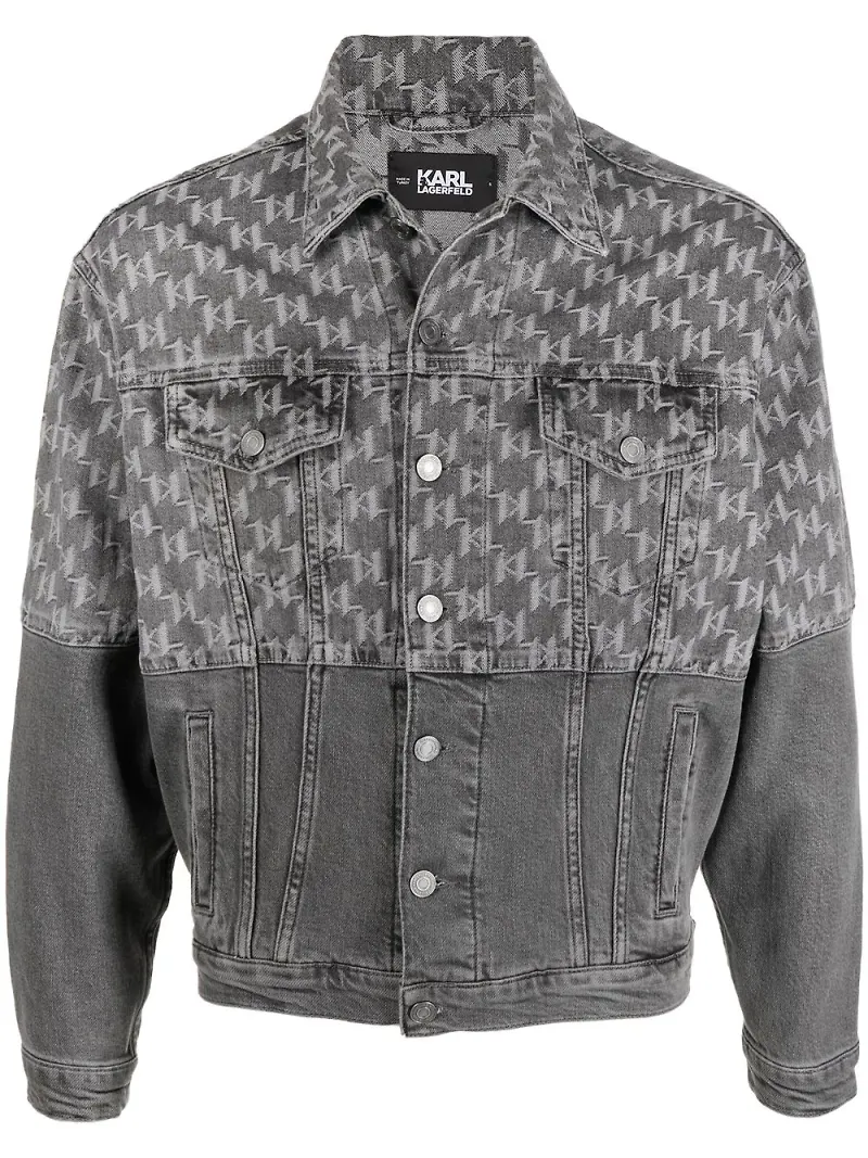 Karl Lagerfeld jeansjacka med monogram - Grå
