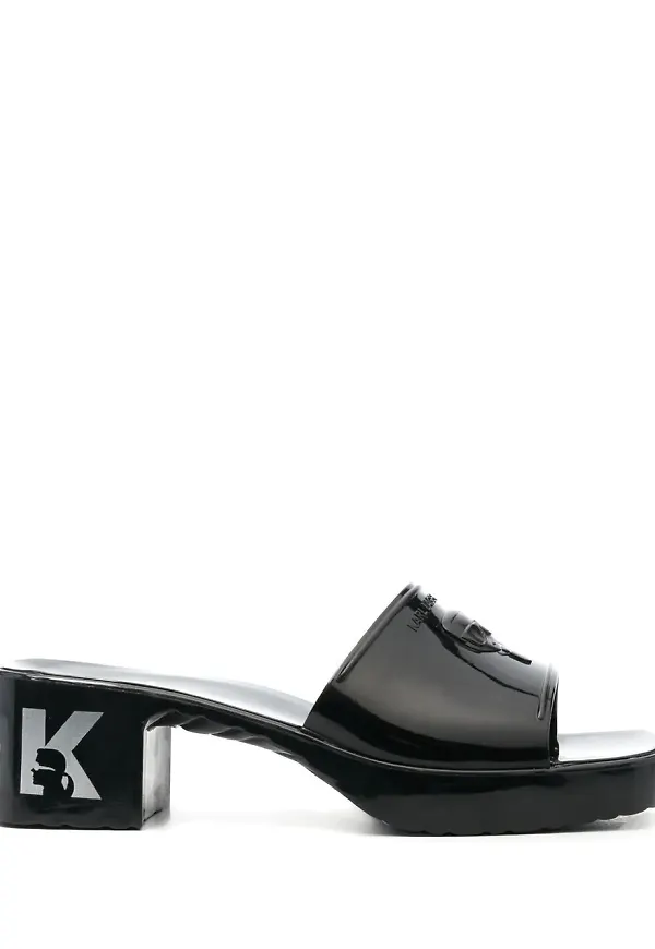 Karl Lagerfeld Jelly 55 mm tofflor med blockklack - Svart