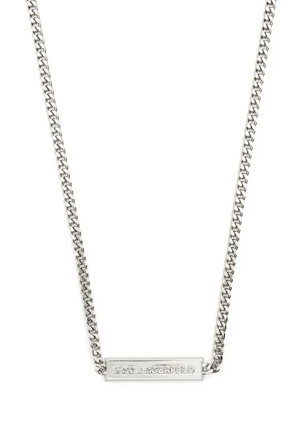 Karl Lagerfeld K/Id halsband med plakett - Silverfärgad