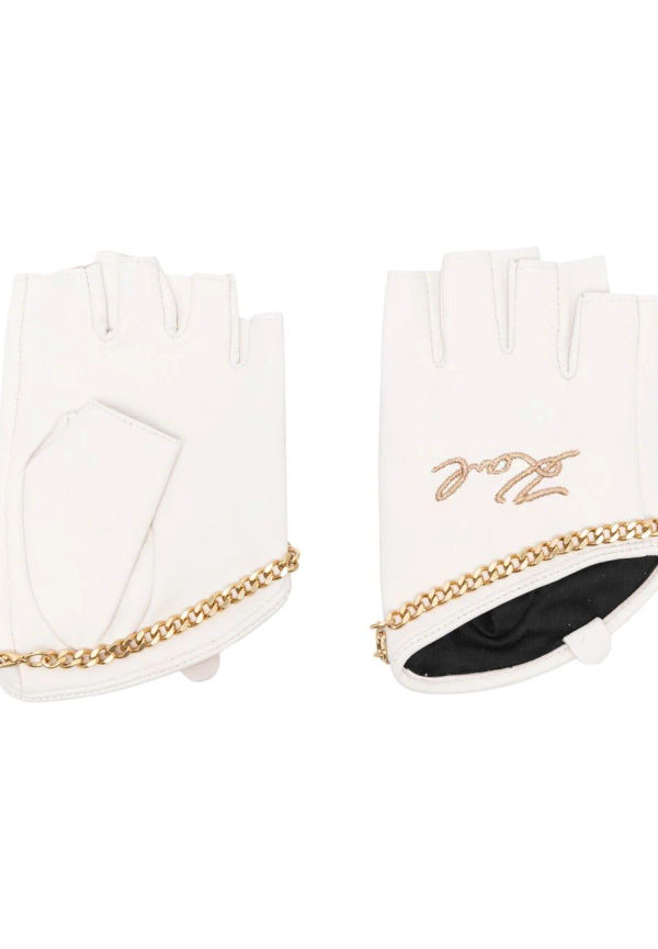 Karl Lagerfeld K/Signature handskar med broderad logotyp - Vit