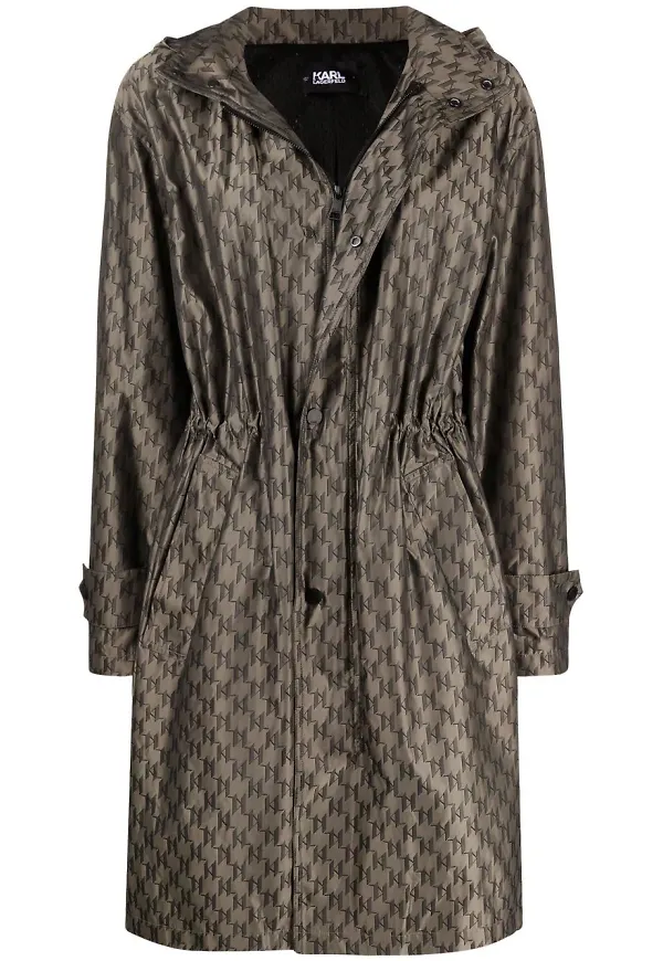 Karl Lagerfeld kappa med huva och monogram - Brun