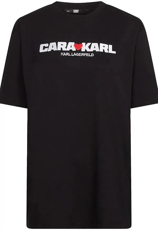 Karl Lagerfeld Karl x Cara t-shirt med broderad logotyp - Svart