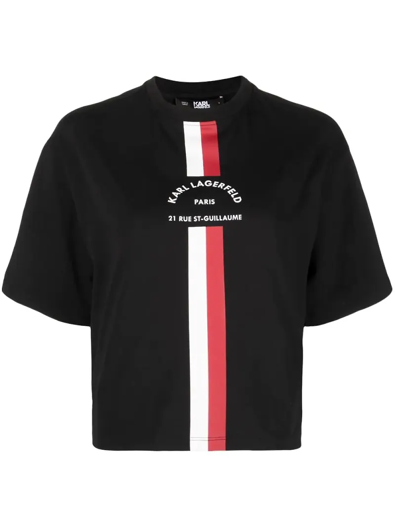 Karl Lagerfeld kort t-shirt med logotyp - Svart