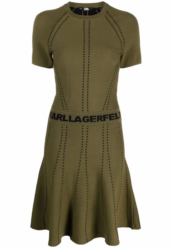 Karl Lagerfeld kortärmad klänning med logotypband - Grön