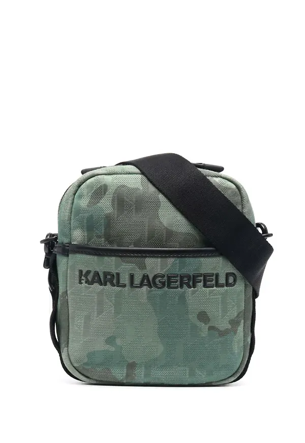 Karl Lagerfeld Otto kamouflagemönstrad axelremsväska - Grön