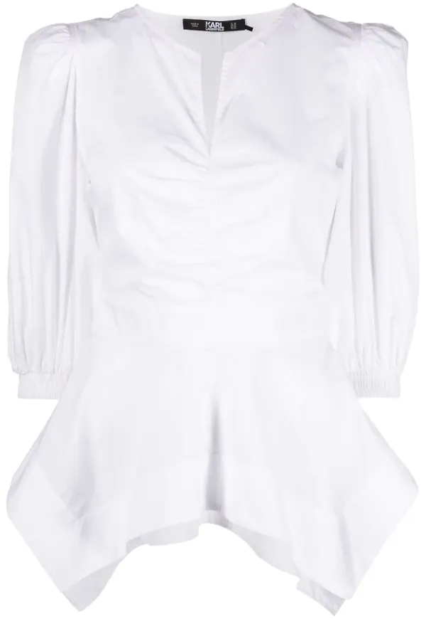 Karl Lagerfeld peplum-topp med puffärm - Vit