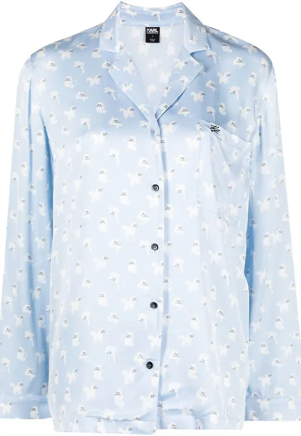 Karl Lagerfeld pyjamas med kattmotiv - Blå