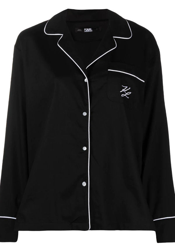 Karl Lagerfeld pyjamasbyxor med broderad logotyp - Svart