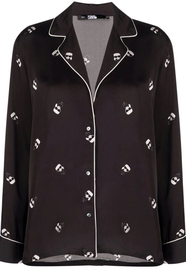 Karl Lagerfeld pyjamasskjorta med logotyp - Svart