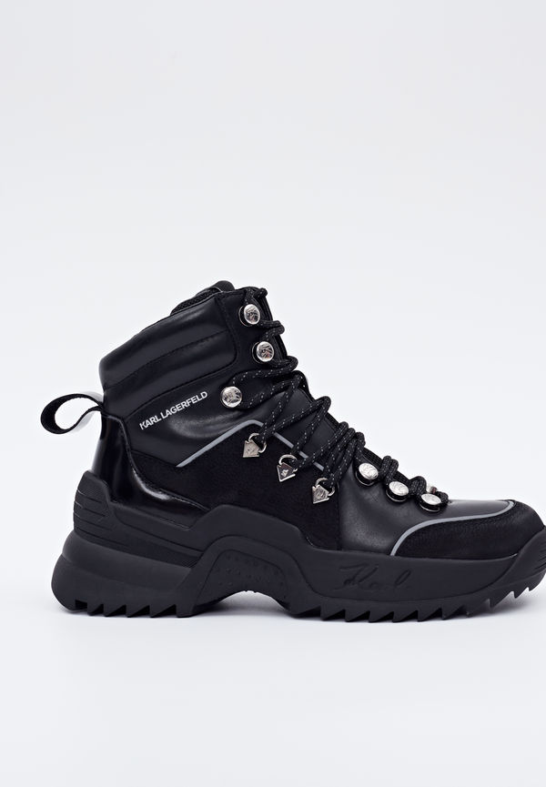 Karl Lagerfeld Quest Krosslace Mid Boots Black i storlek 39 och färg Svart