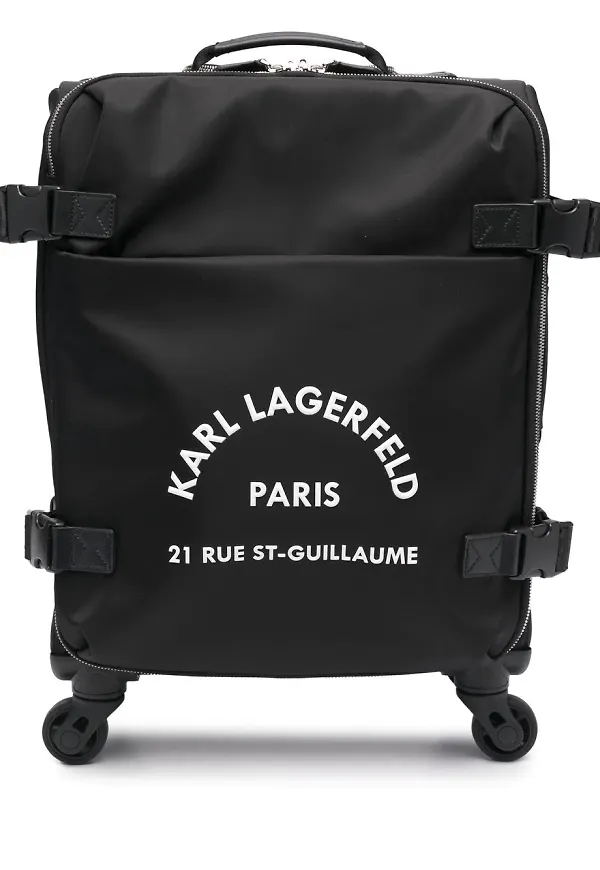 Karl Lagerfeld resväska med adresstryck - Svart