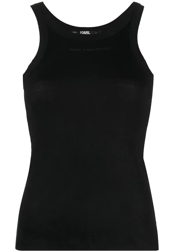Karl Lagerfeld ribbat linne - Svart
