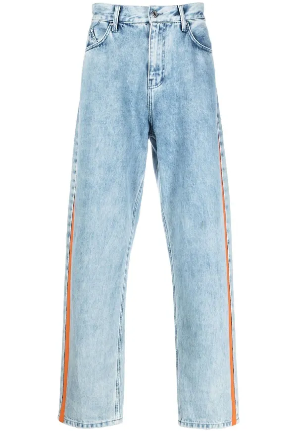 Karl Lagerfeld straight-jeans med kontrastrand - Blå