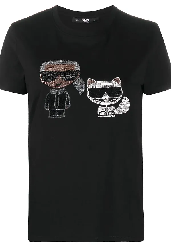 Karl Lagerfeld strassprydd t-shirt - Svart