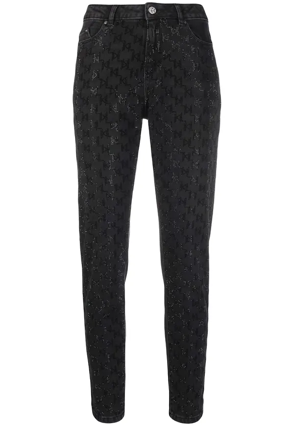 Karl Lagerfeld strassprydda tapered-jeans - Svart