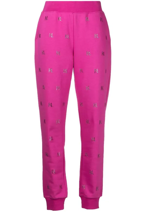 Karl Lagerfeld sweatpants med monogram - Rosa