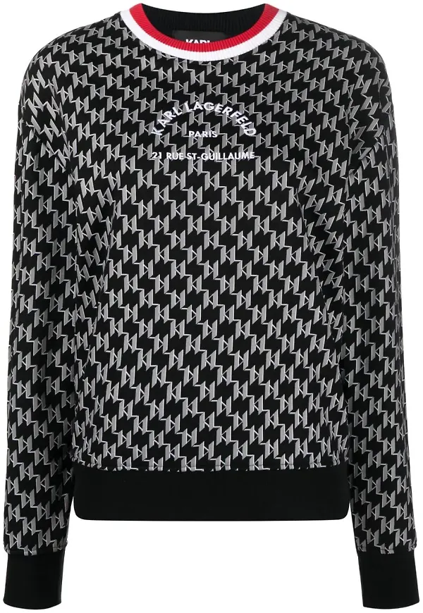 Karl Lagerfeld sweatshirt med monogram - Svart
