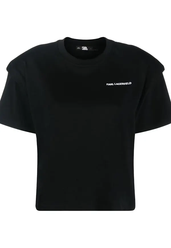 Karl Lagerfeld t-shirt med axelvaddar - Svart