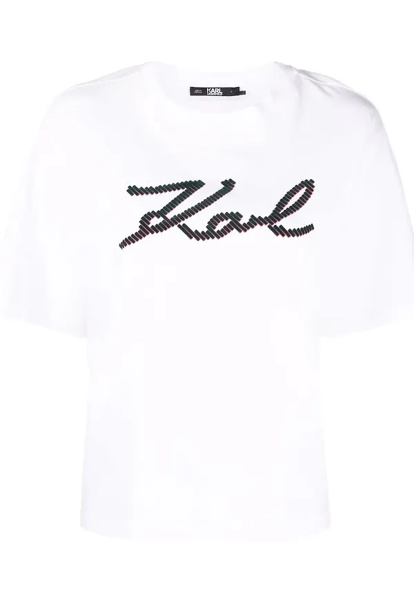 Karl Lagerfeld t-shirt med broderad logotyp - Vit