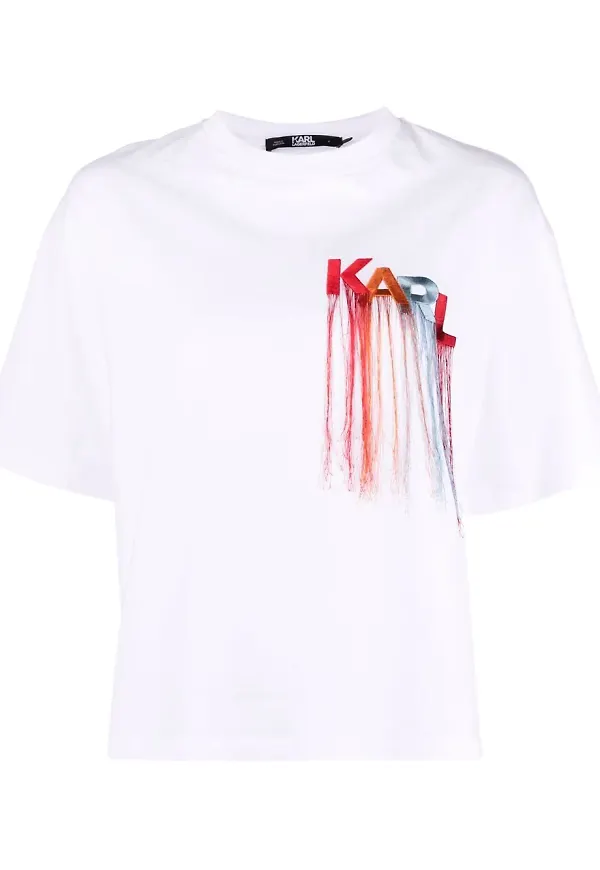 Karl Lagerfeld t-shirt med broderad logotyp - Vit