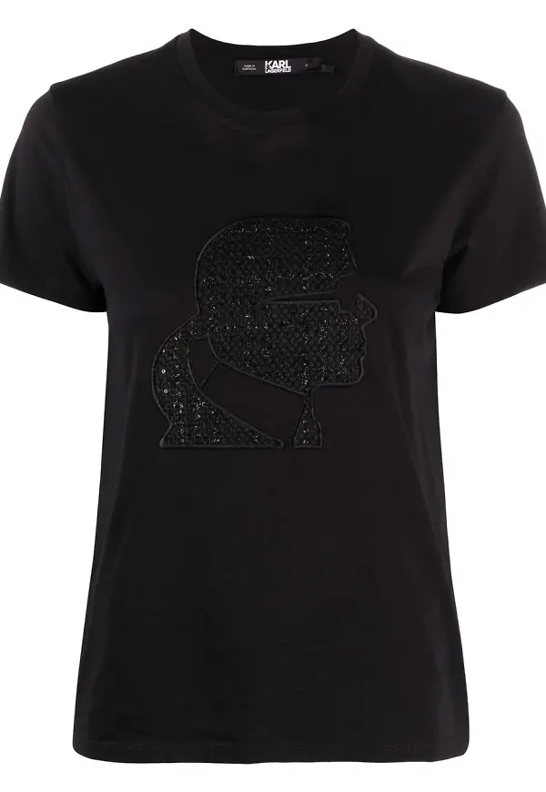 Karl Lagerfeld t-shirt med brodyr - Svart