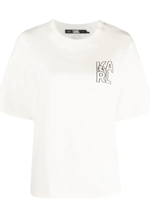 Karl Lagerfeld t-shirt med logotyp - Vit