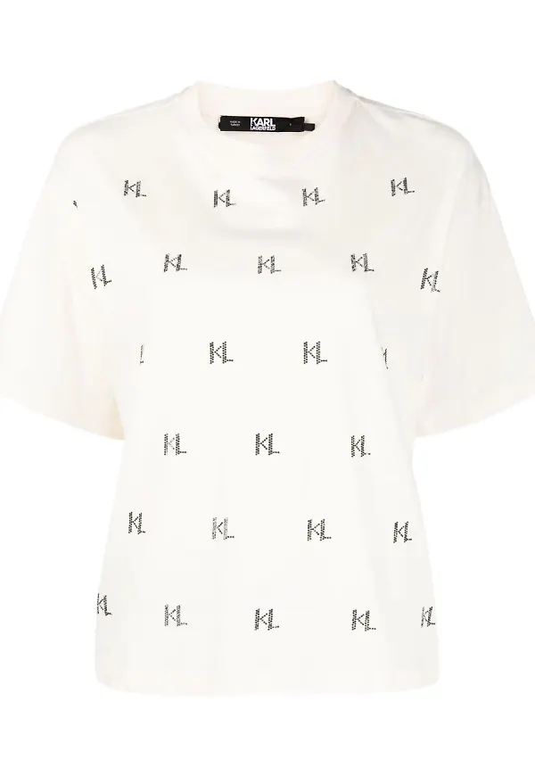 Karl Lagerfeld t-shirt med monogram - Neutral