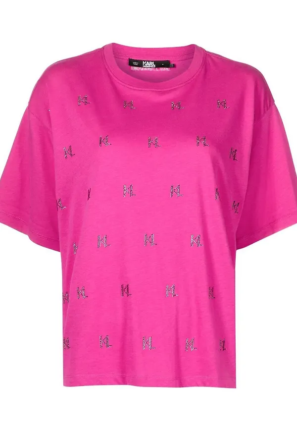 Karl Lagerfeld t-shirt med monogram - Rosa