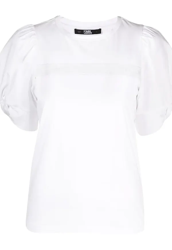 Karl Lagerfeld t-shirt med puffärm - Vit