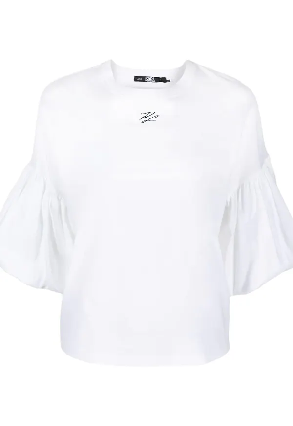 Karl Lagerfeld t-shirt med puffärm - Vit