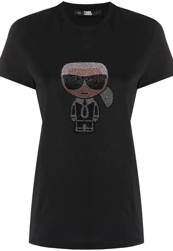 Karl Lagerfeld t-shirt med strass - Svart