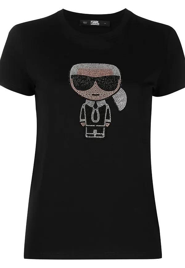 Karl Lagerfeld t-shirt med strass - Svart