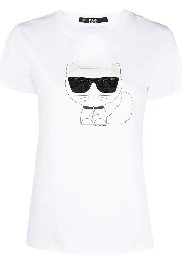 Karl Lagerfeld t-shirt med tryck - Vit